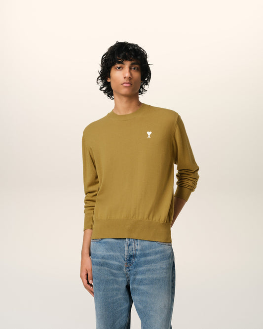 Mustard Wool Ami de Coeur Crew Neck Sweater