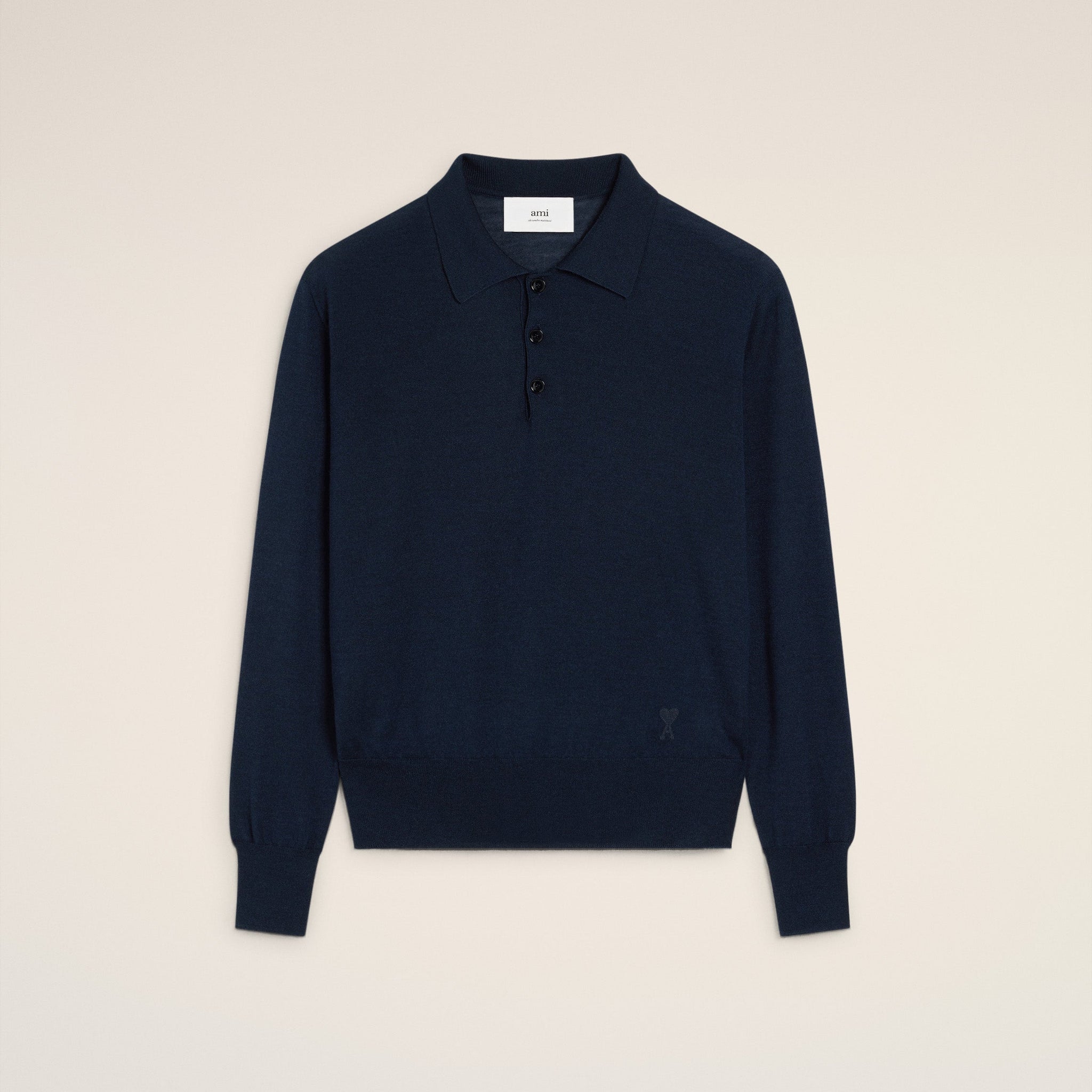Navy Wool Tonal Ami de Coeur Polo
