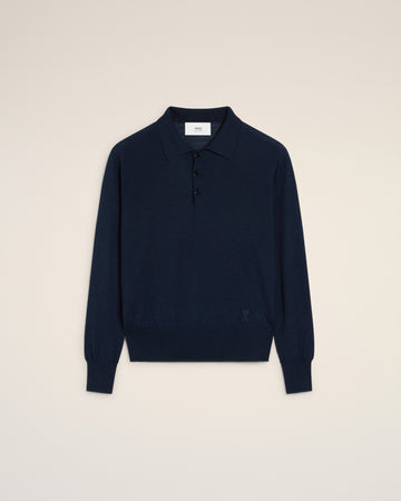 Navy Wool Tonal Ami de Coeur Polo