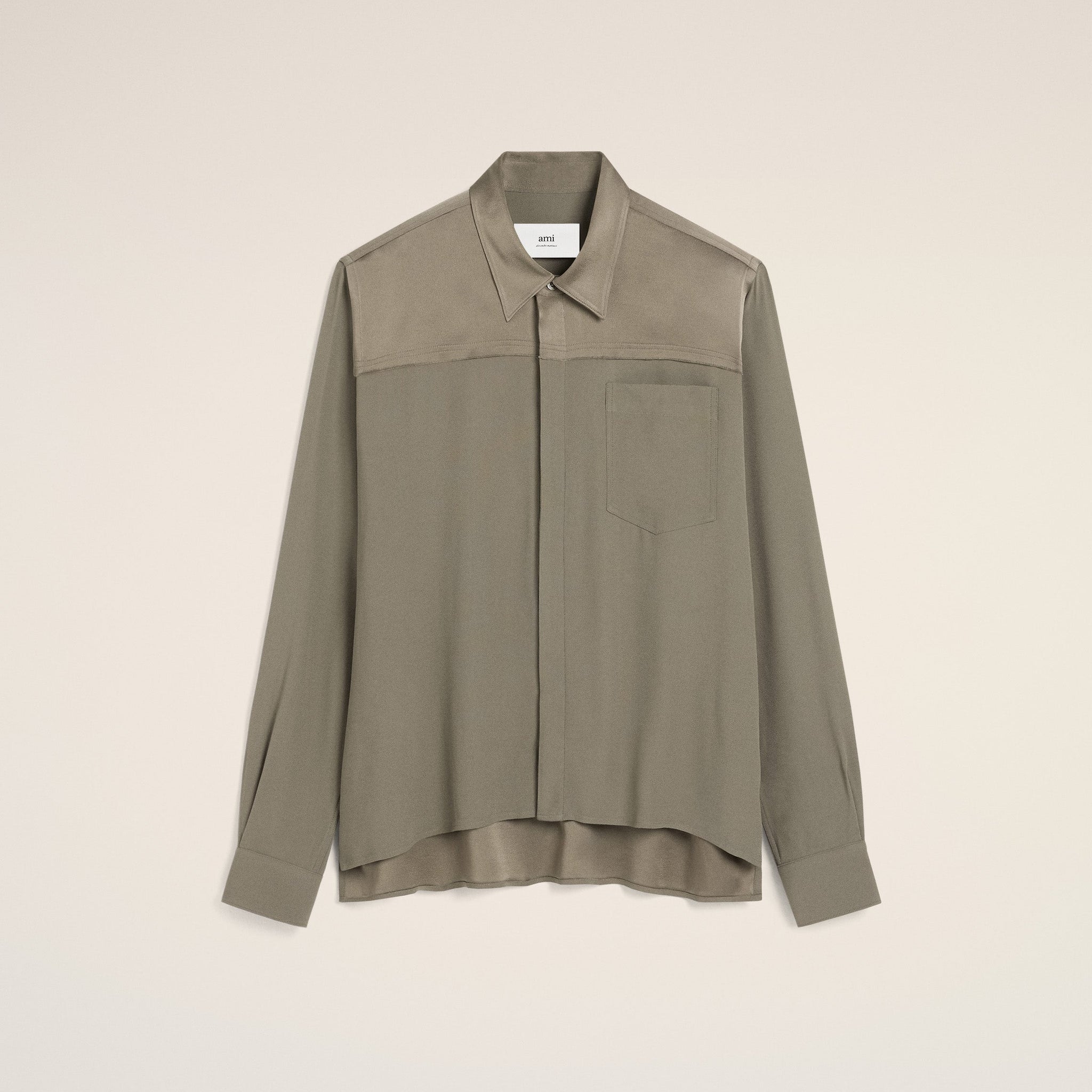 Beige Contrasted Top Long Sleeve Shirt