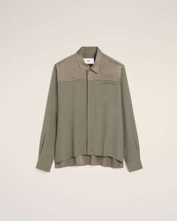 Beige Contrasted Top Long Sleeve Shirt