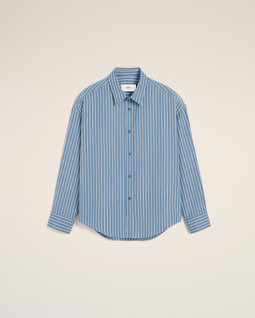 Blue Cotton Boxy Fit Shirt