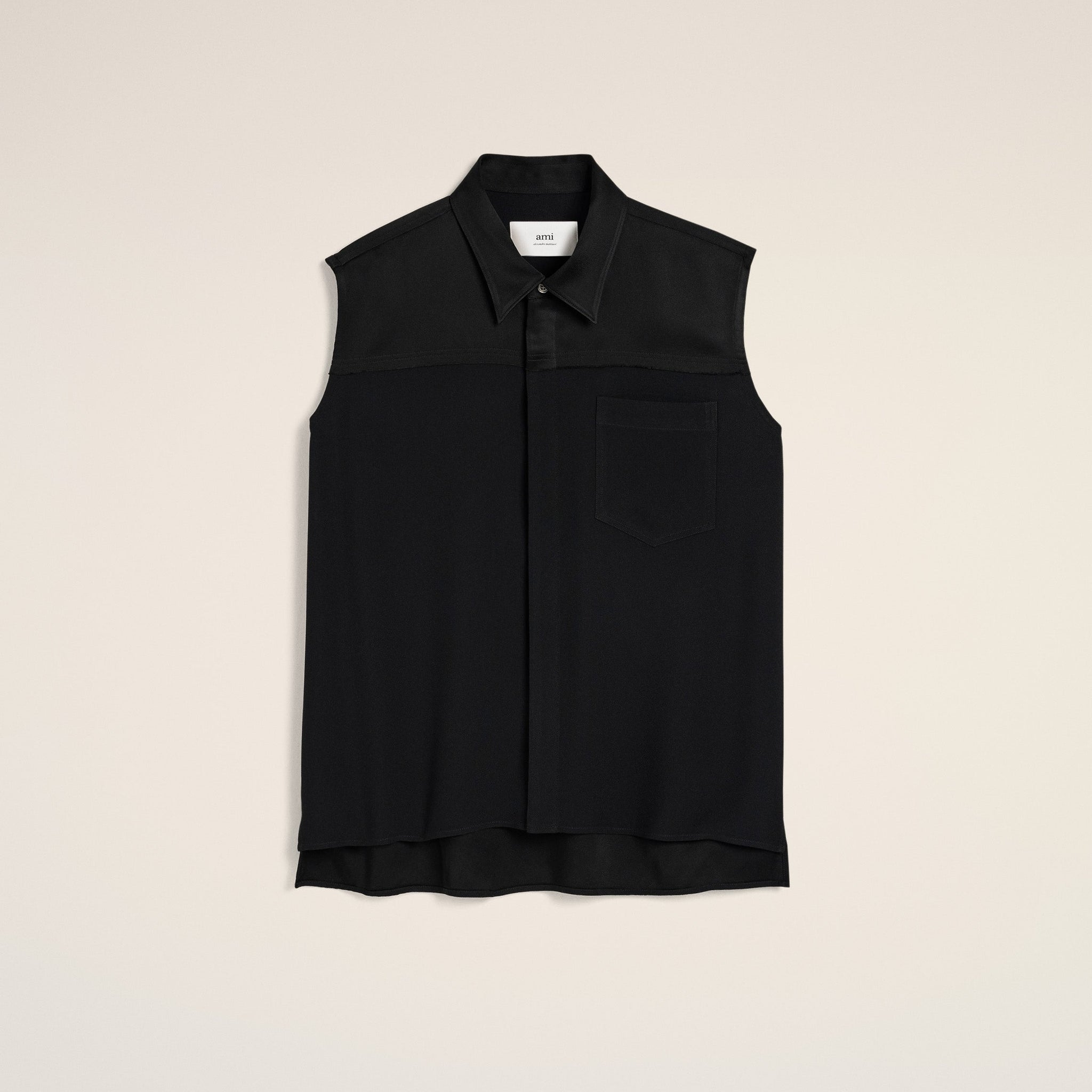 Black Contrasted Top Sleeveless Shirt