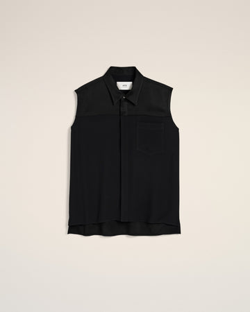 Black Contrasted Top Sleeveless Shirt