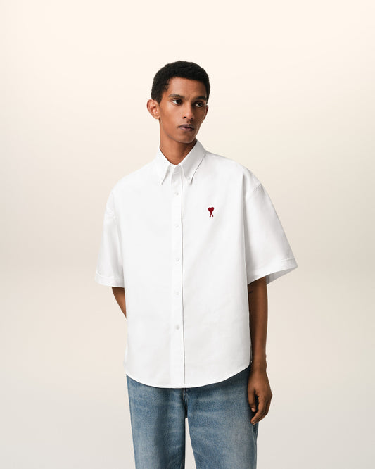White Cotton Boxy Fit Short Sleeves Shirt