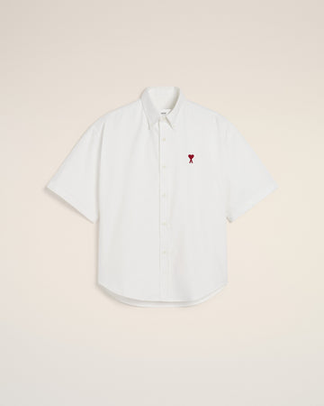 White Cotton Boxy Fit Short Sleeves Shirt