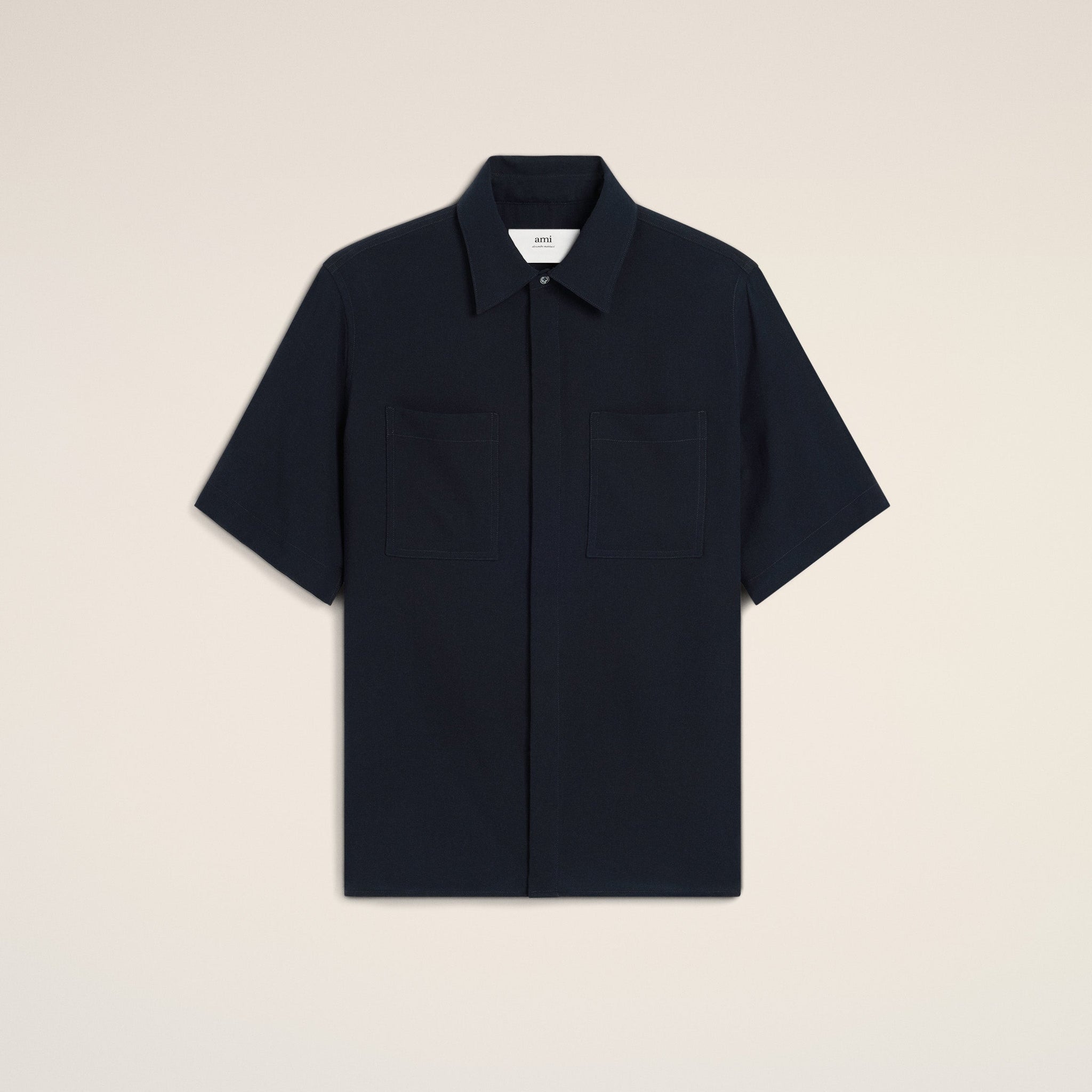 Navy Cotton Short Sleeve Shirt