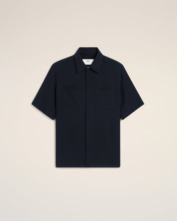 Navy Cotton Short Sleeve Shirt