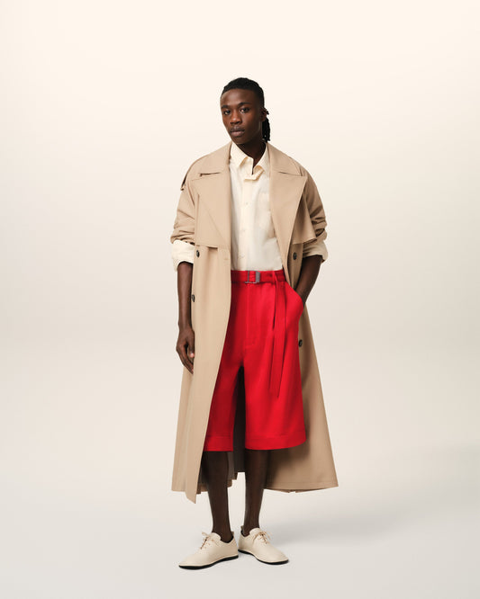 Red Wool Cargo Bermuda Short