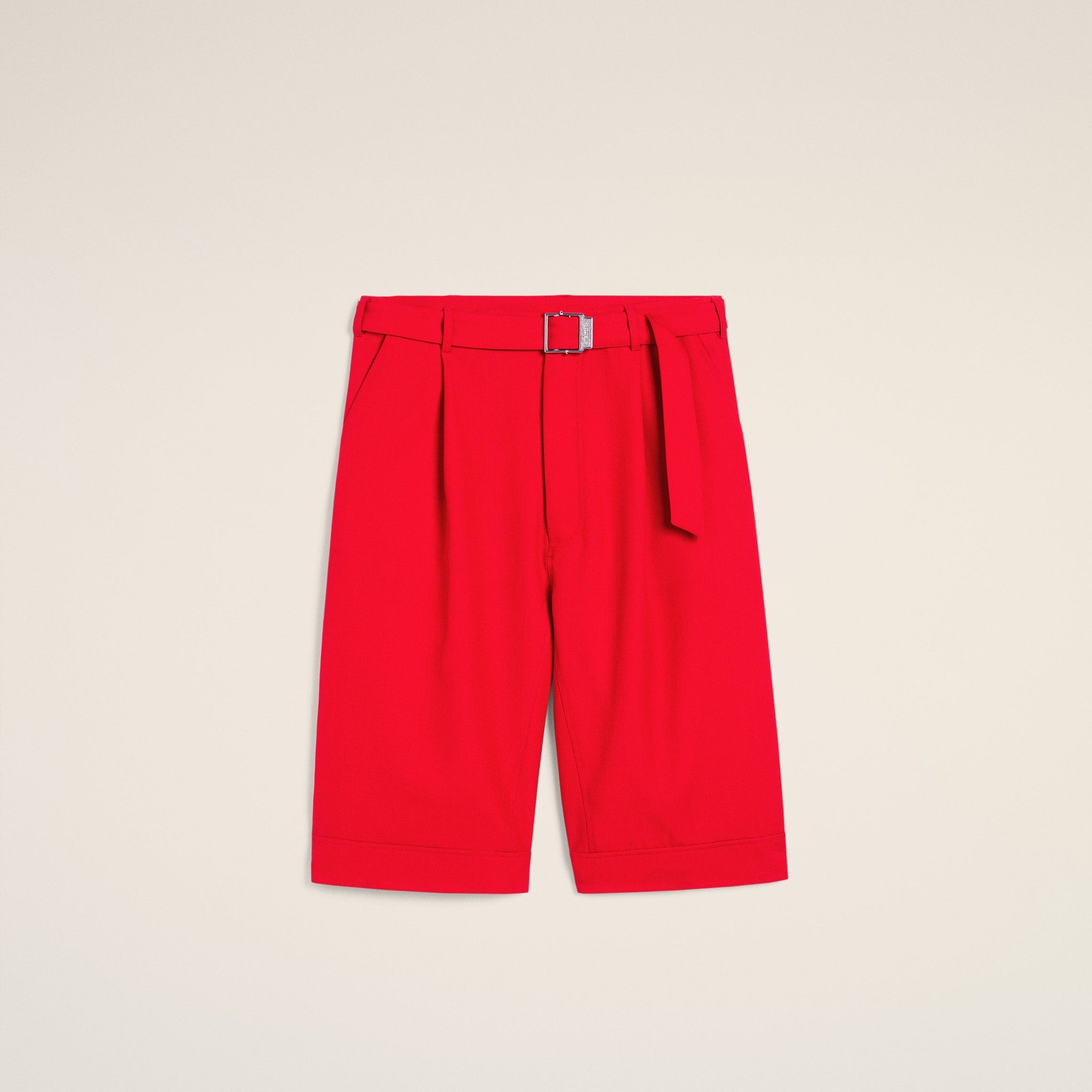 Red Wool Cargo Bermuda Short