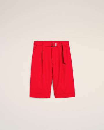 Red Wool Cargo Bermuda Short