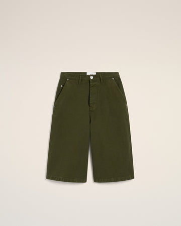 Green Cotton Wide Fit Bermuda Short