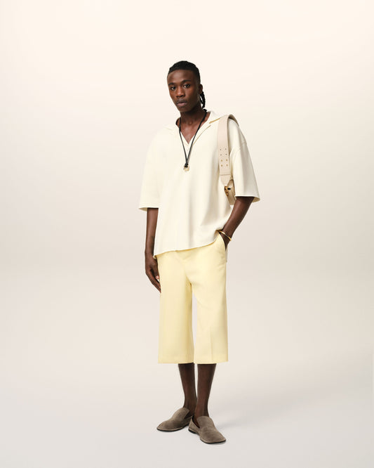 Yellow Wool Wide Bermuda