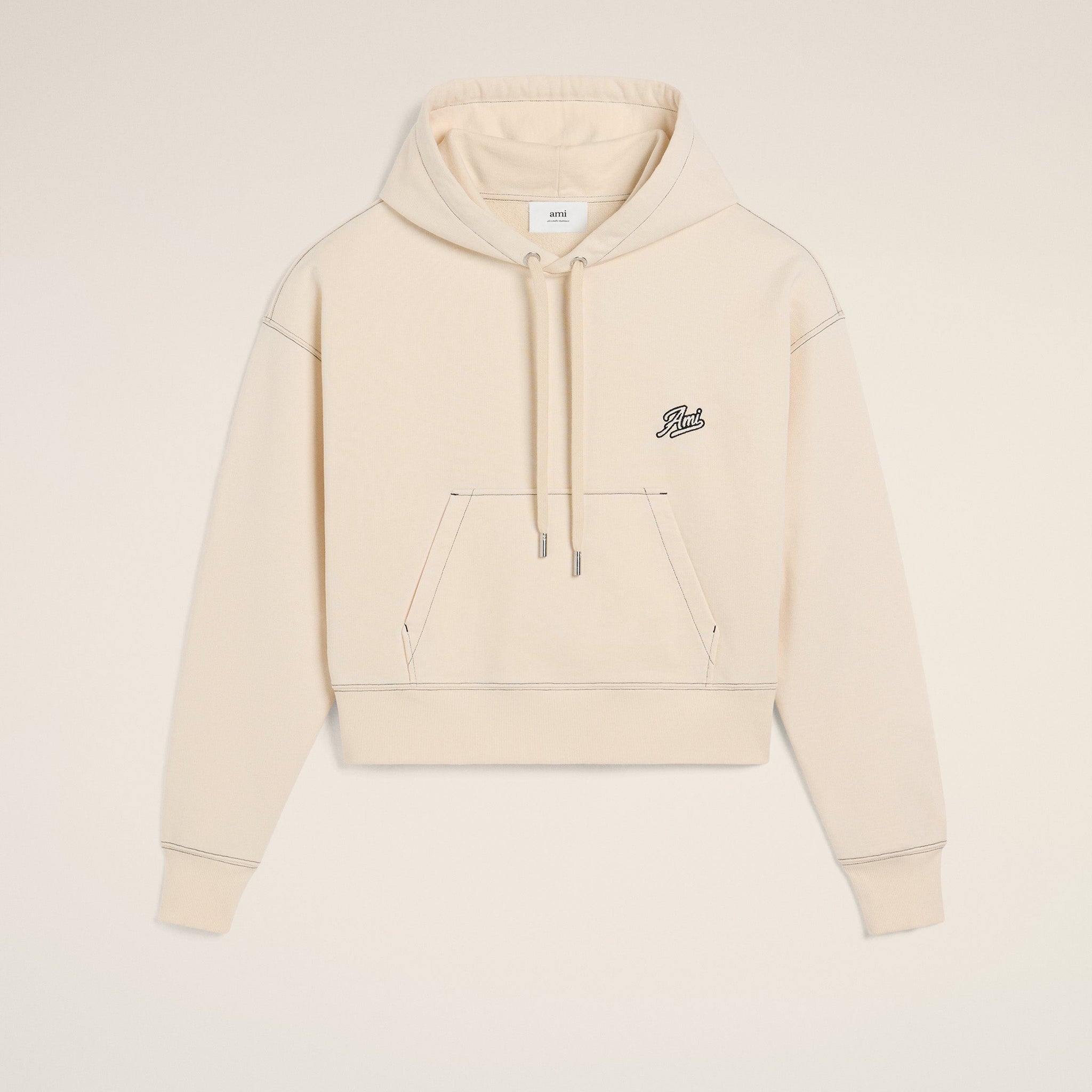 Beige Cotton Hoodie Ami Signature