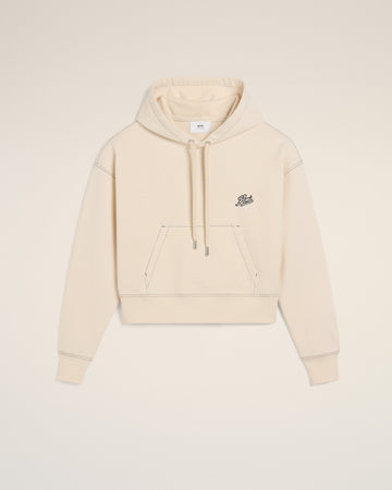 Beige Cotton Hoodie Ami Signature