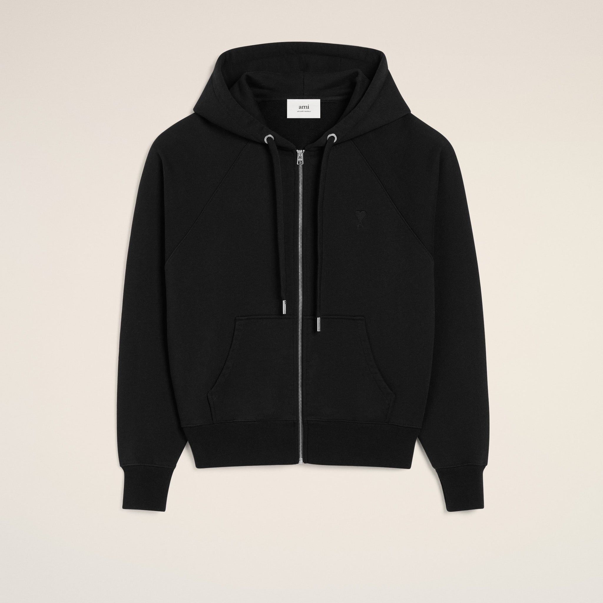 Black Cotton Tonal Ami de Coeur Hoodie