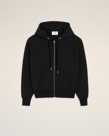 Black Cotton Tonal Ami de Coeur Hoodie