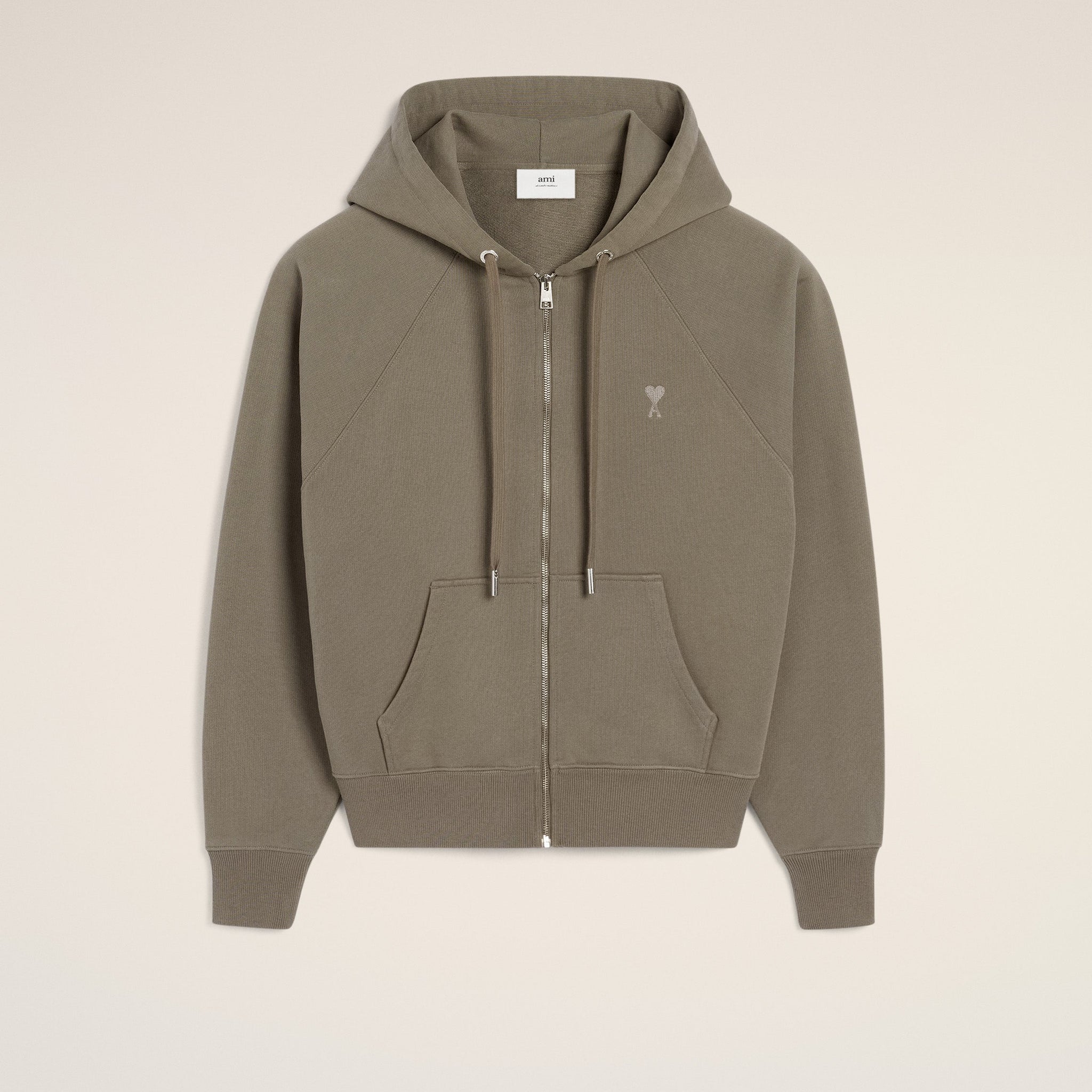 Taupe Cotton Tonal Ami de Coeur Hoodie