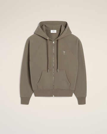 Taupe Cotton Tonal Ami de Coeur Hoodie