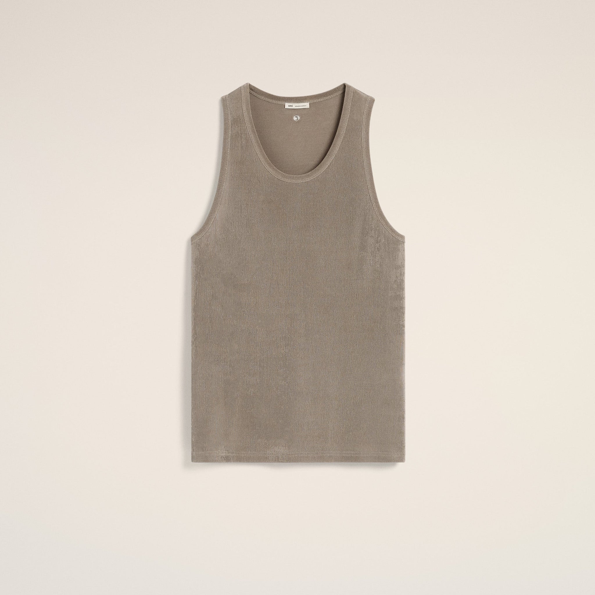 Beige Light Shiny Rib Jersey Tanktop