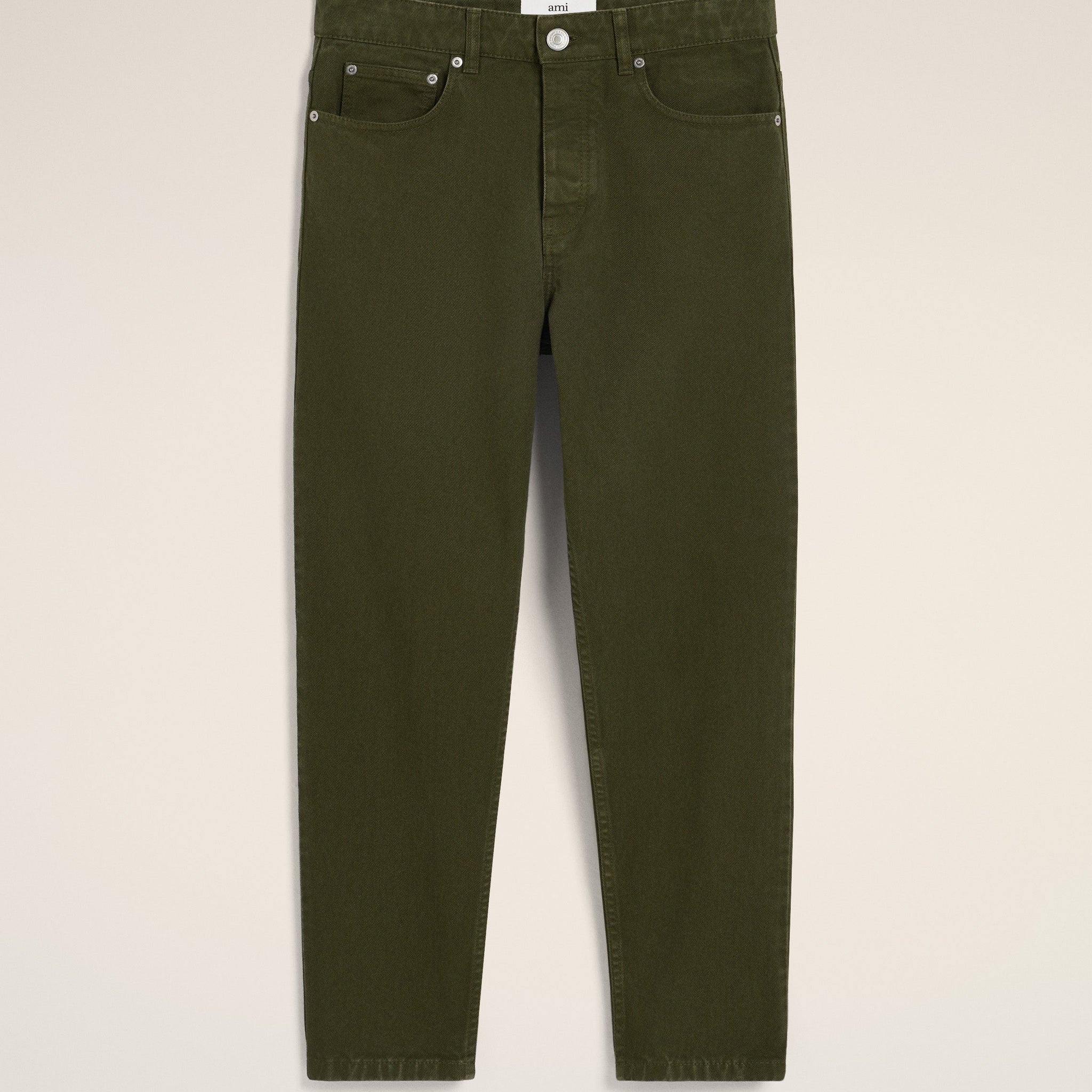 Green Cotton Tapered Fit Jeans