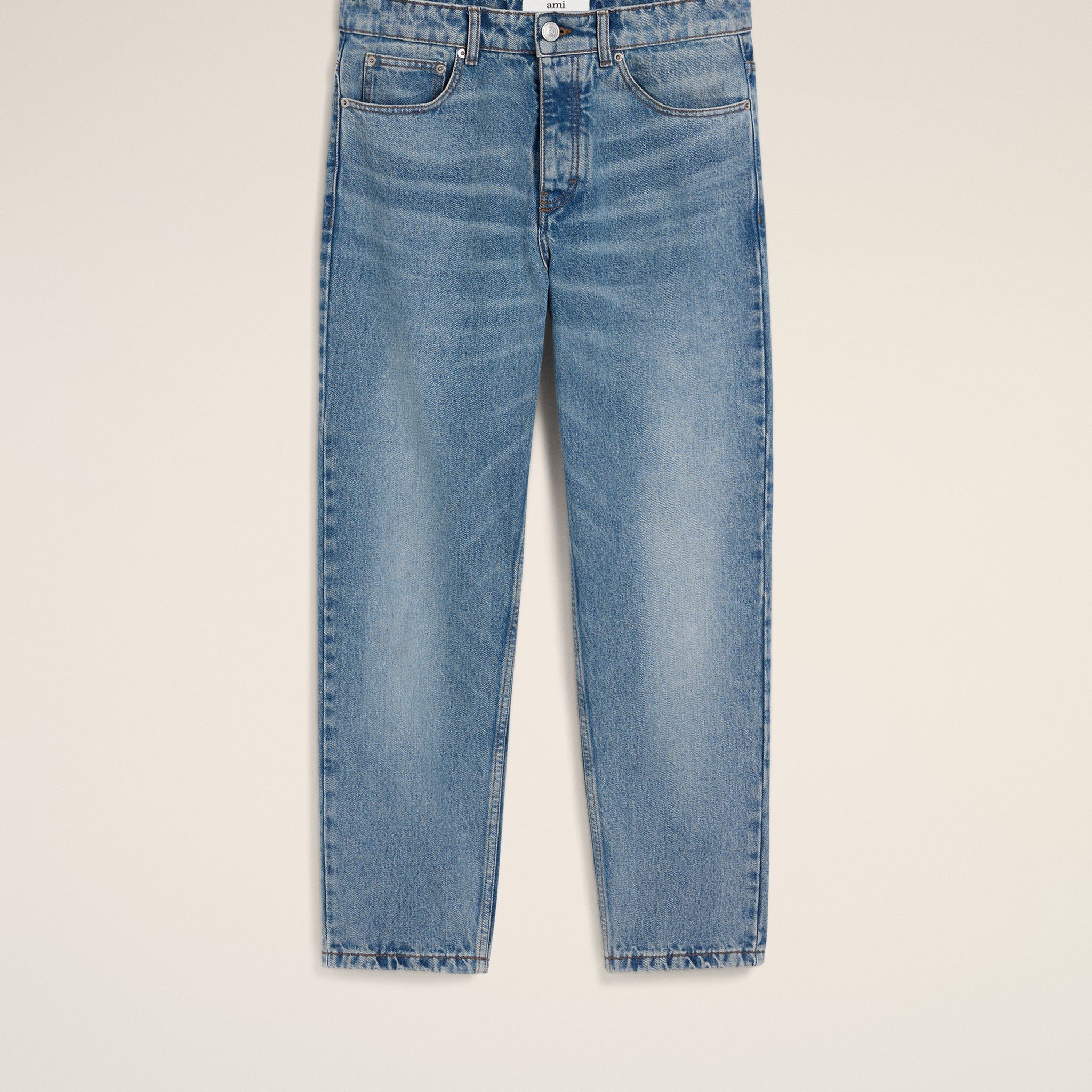 Blue Cotton Tapered Fit Jeans