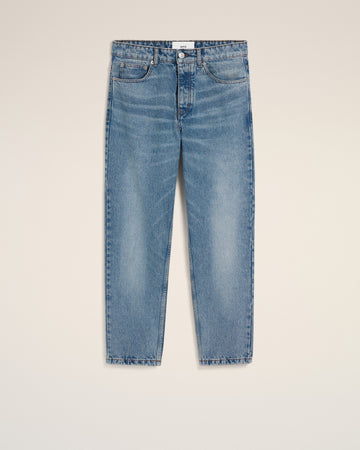 Blue Cotton Tapered Fit Jeans