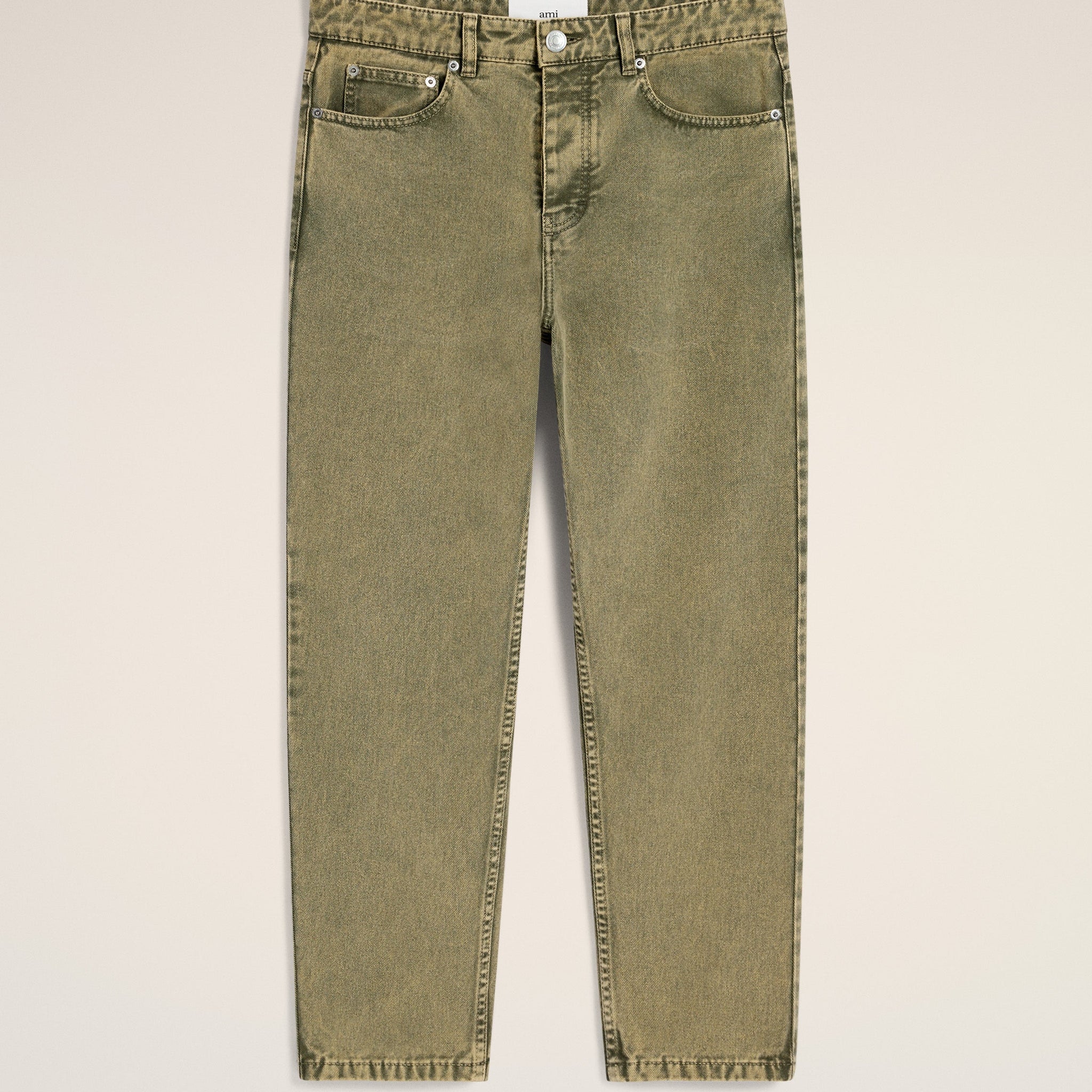 Green Cotton Tapered Fit Jeans