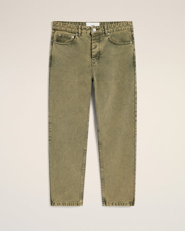 Green Cotton Tapered Fit Jeans