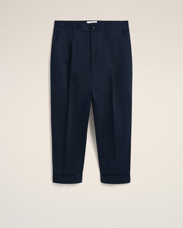Navy Cotton Carrot Oversized Trousers