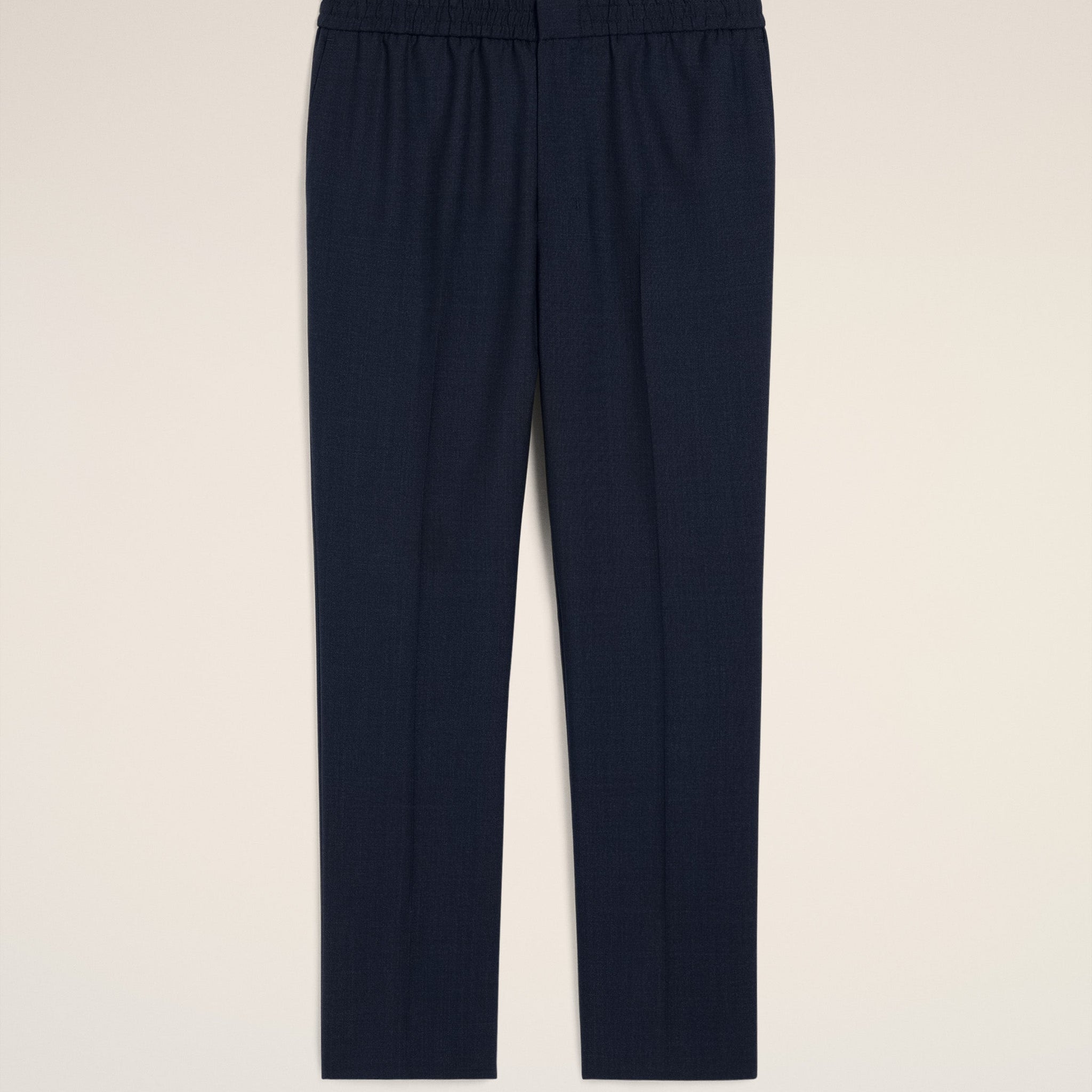 Navy Wool Elasticated Waist Trousers