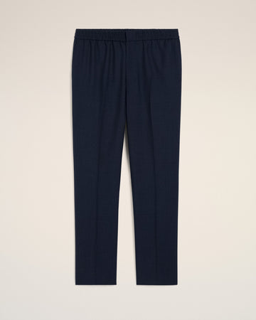 Navy Wool Elasticated Waist Trousers