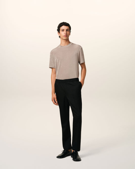 Black Wool Elasticated Waist Trousers