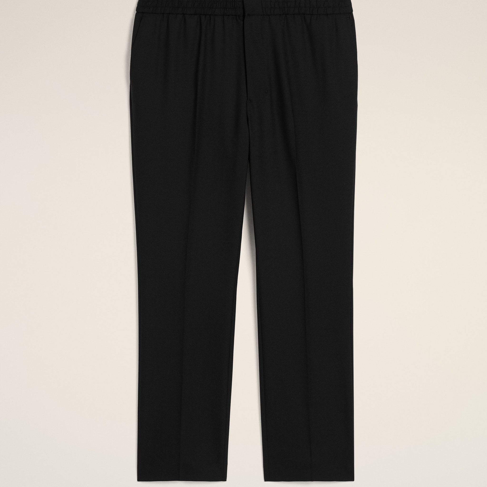 Black Wool Elasticated Waist Trousers