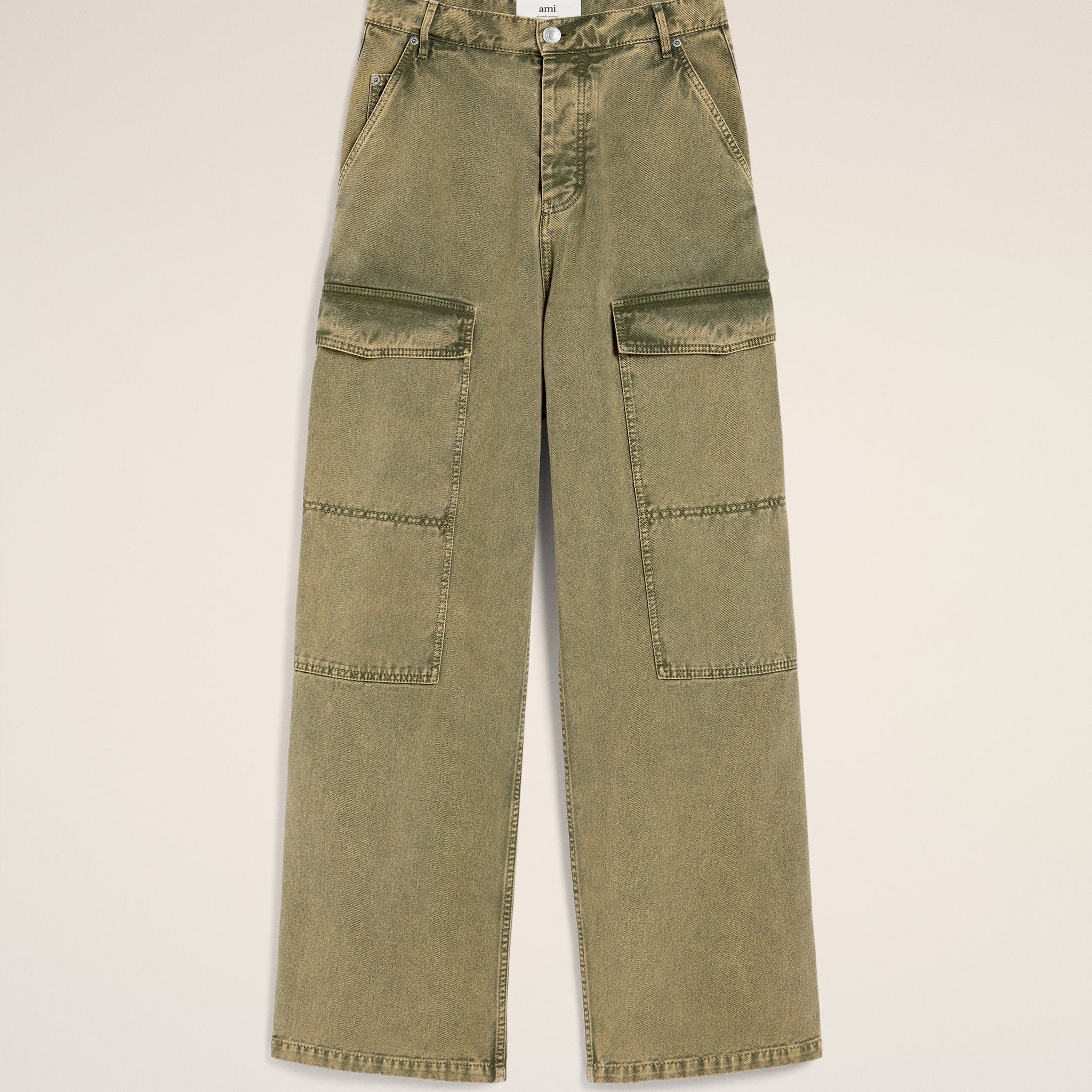 Green Cotton Cargo Wide Fit Jeans