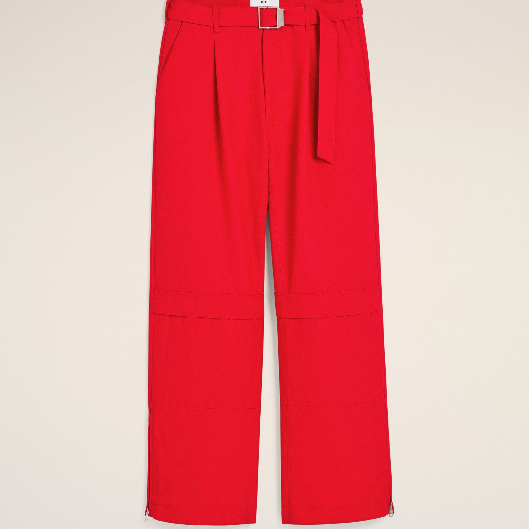 Red Wool Cargo Trousers