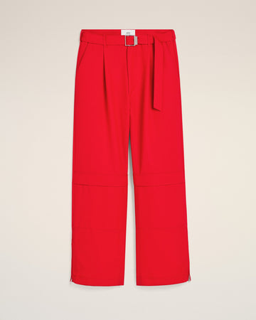 Red Wool Cargo Trousers