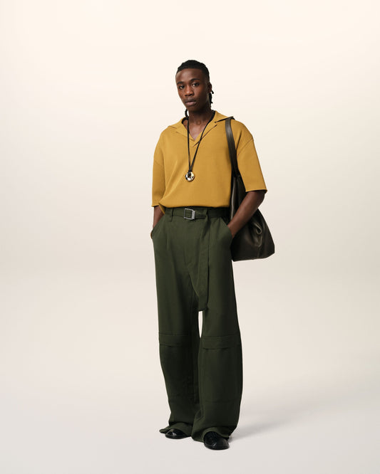 Green Wool Cargo Trousers