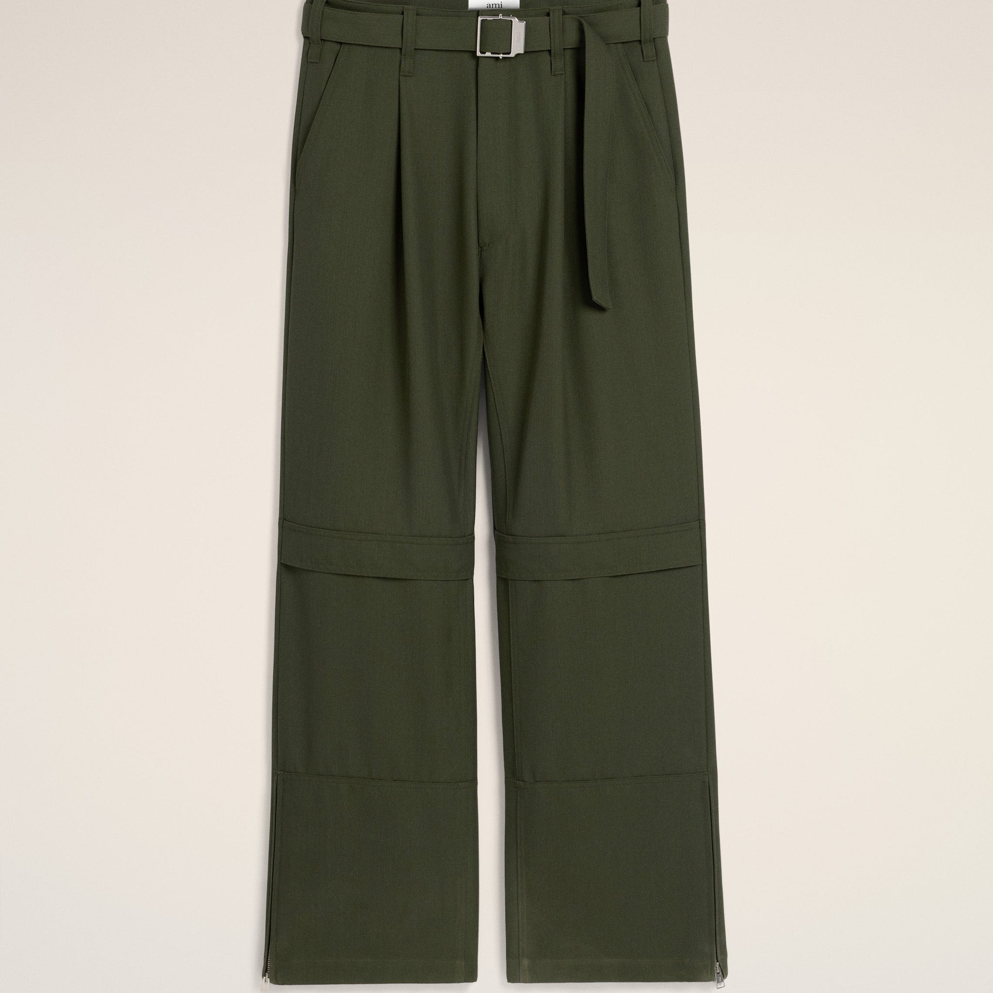 Green Wool Cargo Trousers