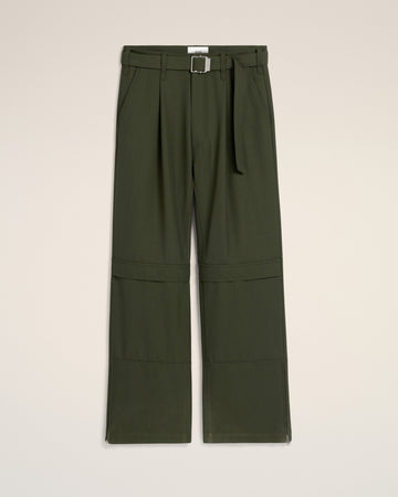 Green Wool Cargo Trousers
