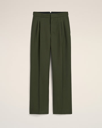 Green Wool Large Fit Trousers