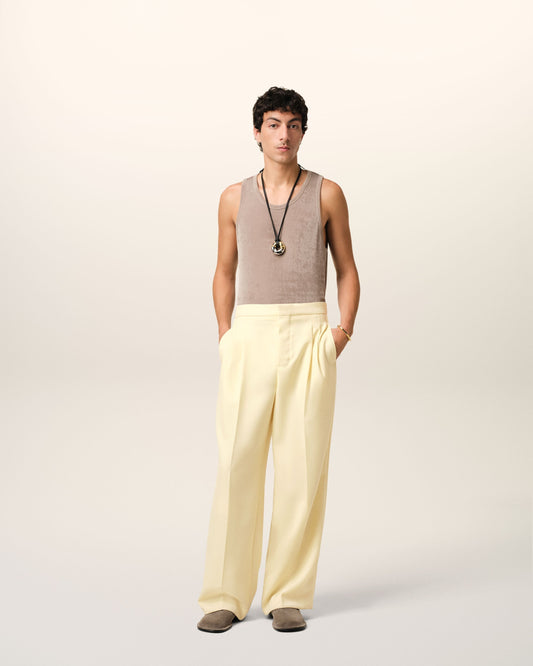 Yellow Wool Large Fit Trousers