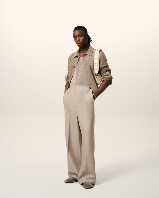 Beige New Wool Sailor Trousers