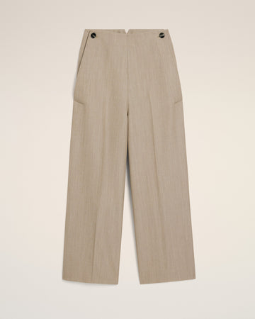 Beige New Wool Sailor Trousers