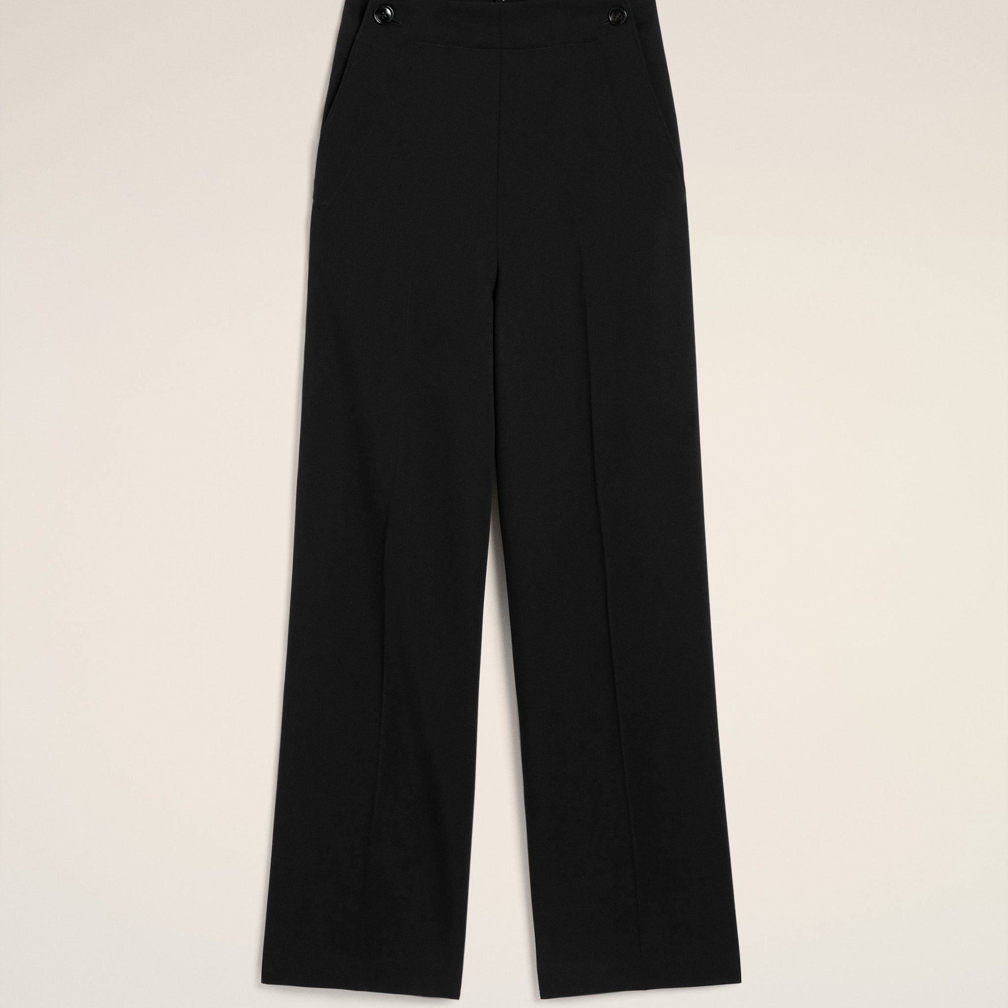 Black Wool Sailor Trousers