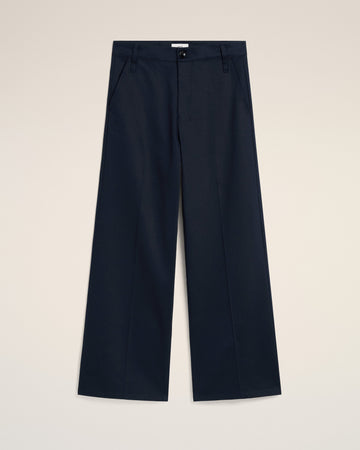 Navy Cotton Baggy Fit Trousers