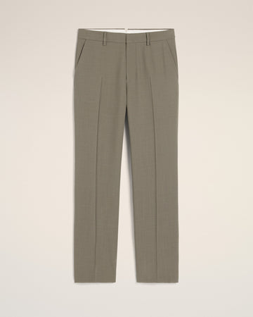 Taupe Wool Straight Fit Trousers
