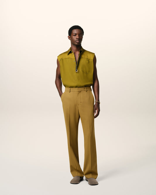 Mustard Wool Straight Fit Trousers