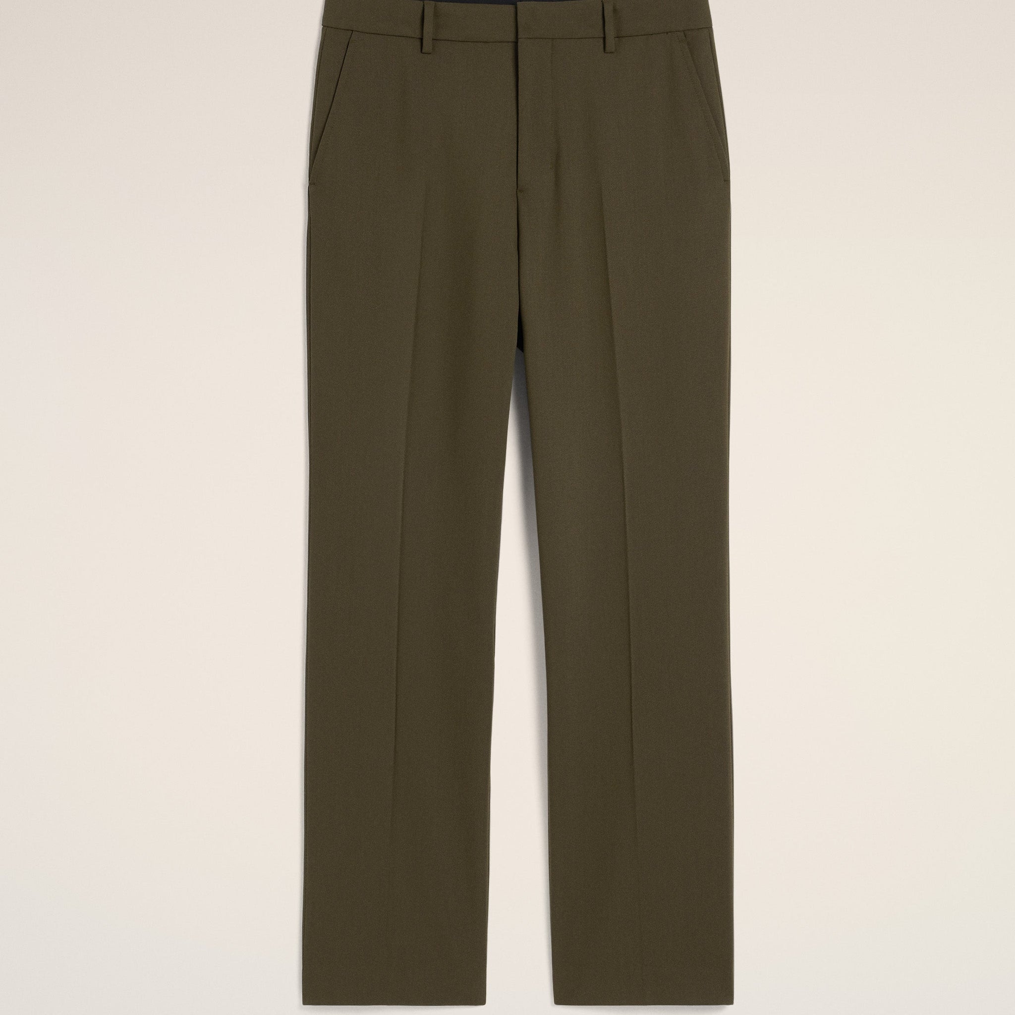 Green Wool Straight Fit Trousers