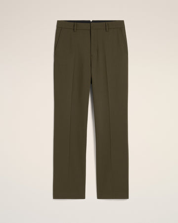 Green Wool Straight Fit Trousers